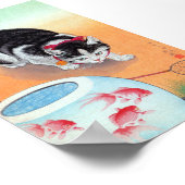 Cat and Fishbowl - Ohara Koson, überarbeitet Poster (Ecke)