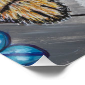 Cat and floral background poster  (Ecke)