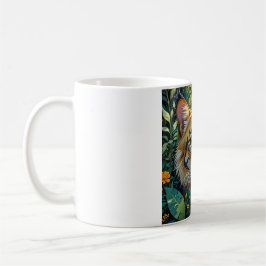 Cat and flower garden art mug kaffeetasse