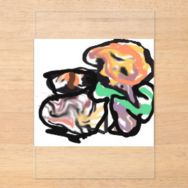 Cat and flowers fun acryleinladungen