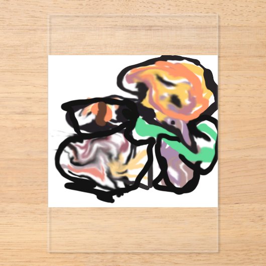 Cat and flowers fun acryleinladungen (Vorderseite)