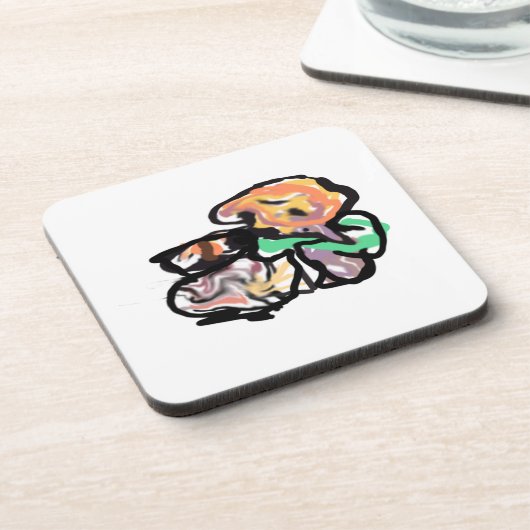 Cat and flowers fun getränkeuntersetzer (Linke Seite)