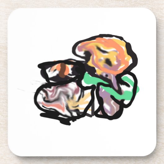 Cat and flowers fun getränkeuntersetzer (Vorderseite)