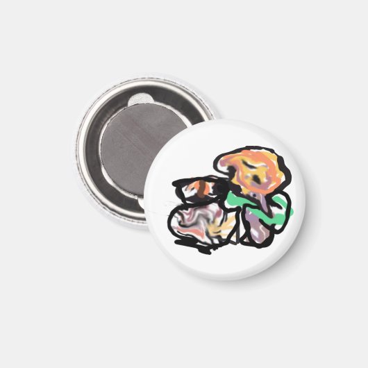 Cat and flowers fun magnet (Vorderseite/Rückseite)