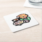 Cat and flowers fun rechteckiger pappuntersetzer (angewinkelt)