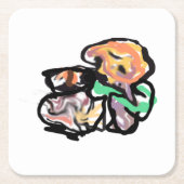 Cat and flowers fun rechteckiger pappuntersetzer (Vorderseite)