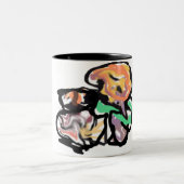 Cat and flowers fun zweifarbige tasse (Mittel)
