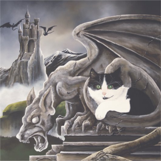 Cat and Gargoyle Aufkleber (Vorderseite)