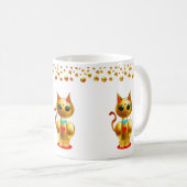 Cat and Gold Dots Confetti Kaffeetasse (VorderseiteRechts)