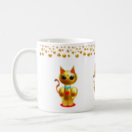 Cat and Gold Dots Confetti Kaffeetasse