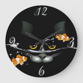 Cat and Goldfish Wall Clock Große Wanduhr