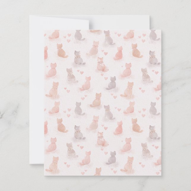 Cat and Heart Pattern Paper Sheet (Vorderseite)
