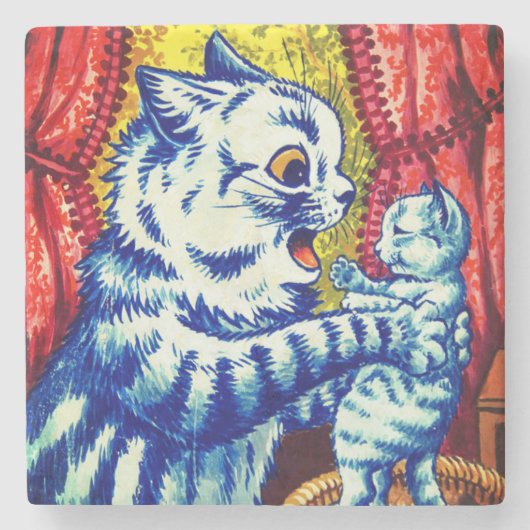 Cat and Her Kittens Steinuntersetzer (Vorderseite)