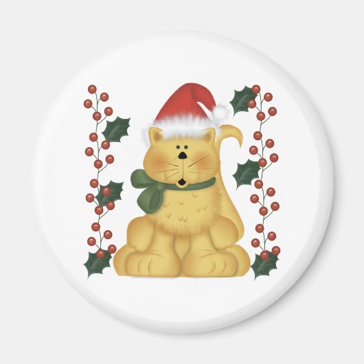 Cat and Holly Christmas Magnet (Vorne)