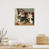 Cat and Kittens - American Fine Art Poster (Küche)