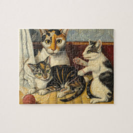 Cat and Kittens American im 19. Jahrhundert Puzzle
