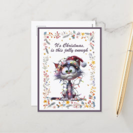 Cat and Lights It's Christmas Is This Jolly Enough Feiertagspostkarte