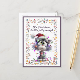 Cat and Lights It's Christmas Is This Jolly Enough Feiertagspostkarte