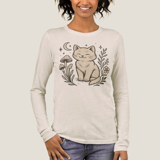 Cat and Mashroom Bella+Leinwand Tri-mix Shirt (Vorderseite)