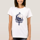 Cat and Moon Abstrakt Art Design T-Shirt (Vorderseite)