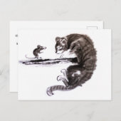 Cat and Mouse begegnen Sumie-Malerei Einladungspostkarte (Vorne/Hinten)