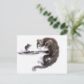 Cat and Mouse begegnen Sumie-Malerei Einladungspostkarte (Stehend Vorderseite)