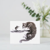 Cat and Mouse begegnen Sumie-Malerei Postkarte (Stehend Vorderseite)