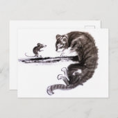 Cat and Mouse begegnen Sumie-Malerei Postkarte (Vorne/Hinten)