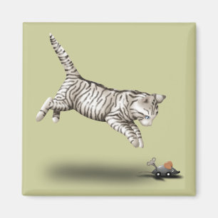 Cat and Mouse Cartoon Magnet