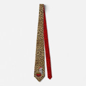 Cat and Mouse Christmas Cheetah Print Krawatte (Vorderseite)