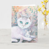Cat and Mouse Friends Card Karte (Gelbe Blume)