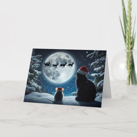 Cat and Mouse "Glaube!" Weihnachtskarte Feiertagskarte (Vorderseite)