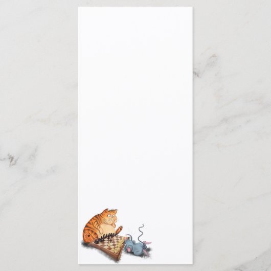 Cat and Mouse Playing Chess Funny Menu Menükarte (Vorderseite)