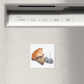 Cat and Mouse Playing Schach Cartoon Funny Paintin Magnet (In Situ (Geschirrspüler))