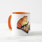 Cat and Mouse Playing Schach Cartoon - Malerei Tasse (Vorderseite Links)