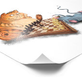 Cat and Mouse Playing Schach Cartoon Zeichn Funny Fotodruck (Ecke)
