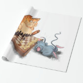 Cat and Mouse Playing Schach Cartoon Zeichn Funny  Geschenkpapier (Ungerollt)