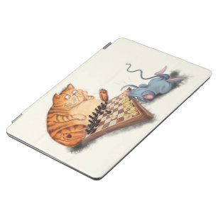 Cat and Mouse Playing Schach Cartoon Zeichn Funny  iPad Air Hülle