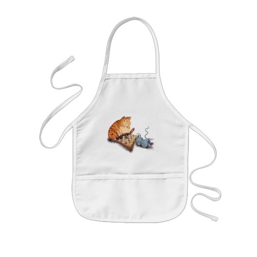 Cat and Mouse Playing Schach Cartoon Zeichn Funny Kinderschürze (Vorne)