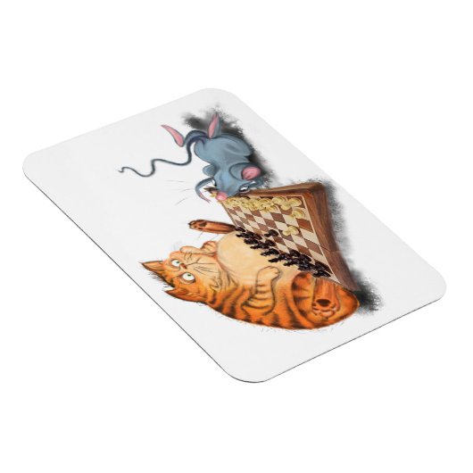Cat and Mouse Playing Schach Cartoon Zeichn Funny Magnet (Rechte Seite)