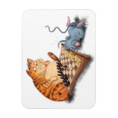 Cat and Mouse Playing Schach Cartoon Zeichn Funny Magnet (Vertikal)