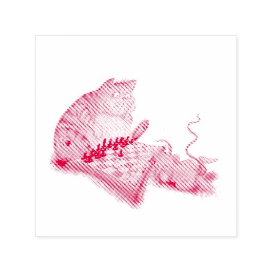 Cat and Mouse Playing Schach Cartoon Zeichn Funny Permastempel (Design)