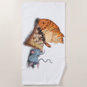 Cat and Mouse Playing Schach Cartoon Zeichn Funny Strandtuch (Vorderseite)