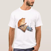 Cat and Mouse Playing Schach Cartoon Zeichn Funny  T-Shirt (Vorderseite)