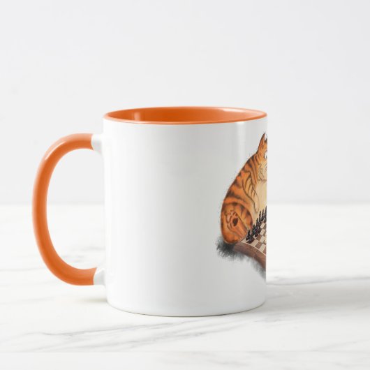 Cat and Mouse Playing Schach Cartoon Zeichn Funny Tasse (Links)