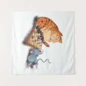 Cat and Mouse Playing Schach Cartoon Zeichn Funny Wandteppich (Vorderseite (Horizontal))