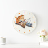Cat and Mouse Playing Schach Cartoon Zeichnend Spa Große Wanduhr (Zuhause)