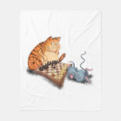 Cat and Mouse Playing Schach Fleece Blankon (Vorderseite)