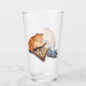 Cat and Mouse Playing Schach Funny Glass Glas (Rückseite)