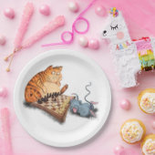 Cat and Mouse Playing Schach Funny Paper Teller (Party)